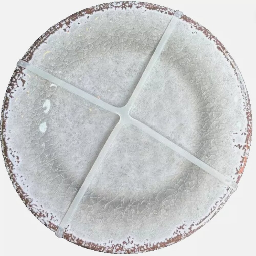 Gray Melamine Dinner Plate Set Rustic Tuscan Rim 11" each (4-PC)
